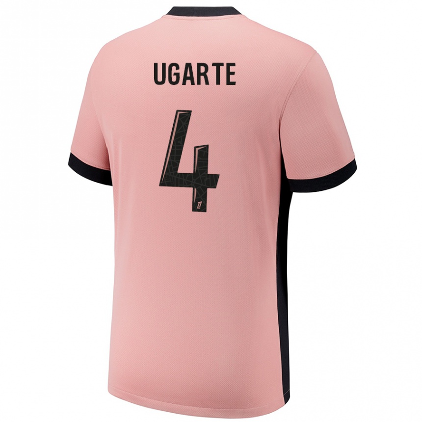 Niño Fútbol Camiseta Manuel Ugarte #4 Rosa Óxido Equipación Tercera 2024/25