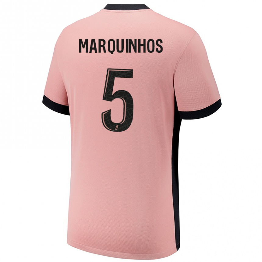 Niño Fútbol Camiseta Marquinhos #5 Rosa Óxido Equipación Tercera 2024/25