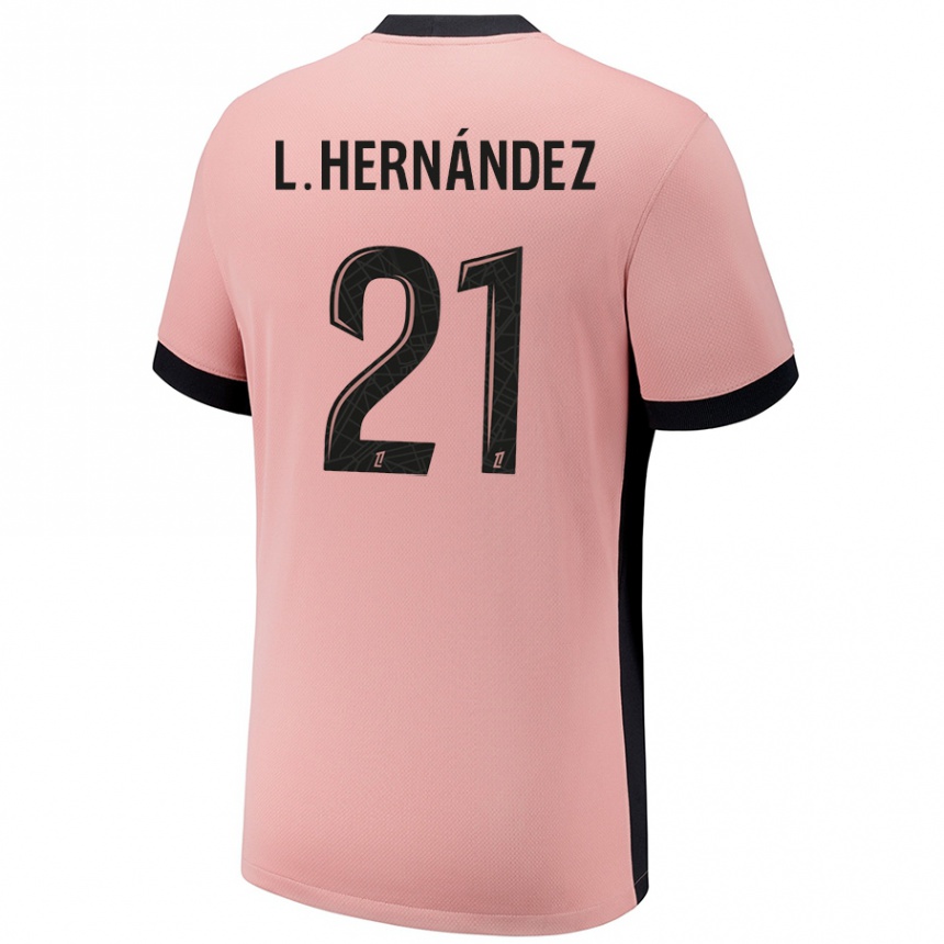 Niño Fútbol Camiseta Lucas Hernandez #21 Rosa Óxido Equipación Tercera 2024/25