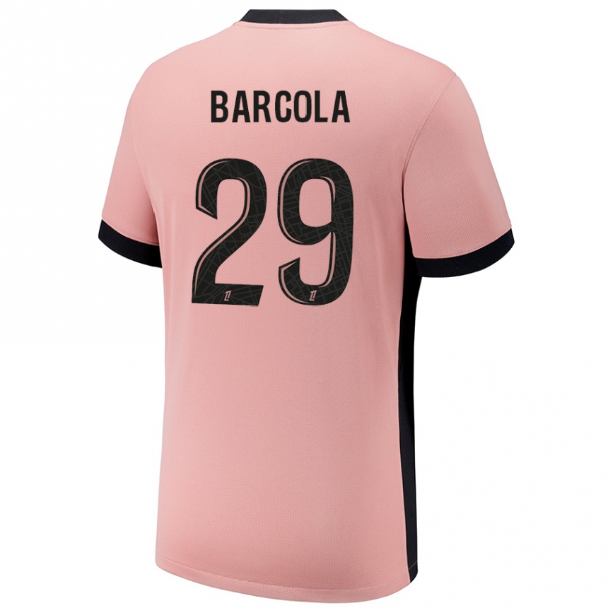 Niño Fútbol Camiseta Bradley Barcola #29 Rosa Óxido Equipación Tercera 2024/25