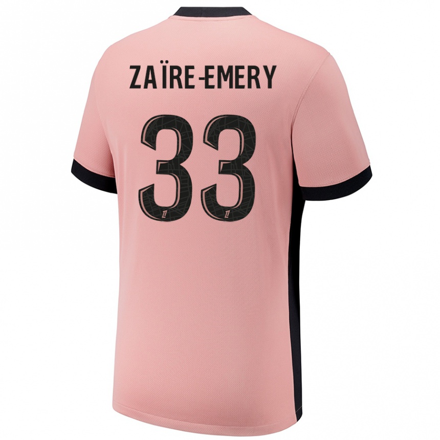 Niño Fútbol Camiseta Warren Zaire Emery #33 Rosa Óxido Equipación Tercera 2024/25