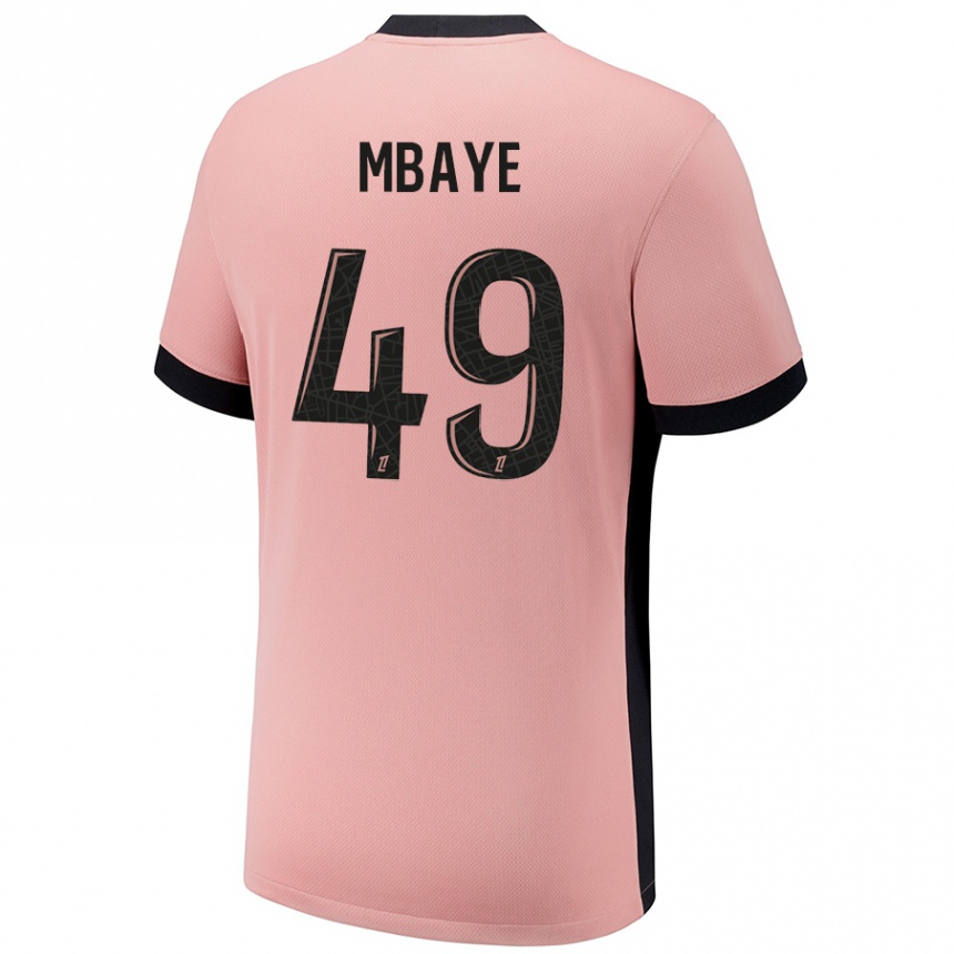 Niño Fútbol Camiseta Ibrahim Mbaye #49 Rosa Óxido Equipación Tercera 2024/25