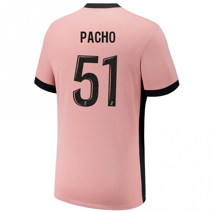 Niño Fútbol Camiseta Willian Pacho #51 Rosa Óxido Equipación Tercera 2024/25