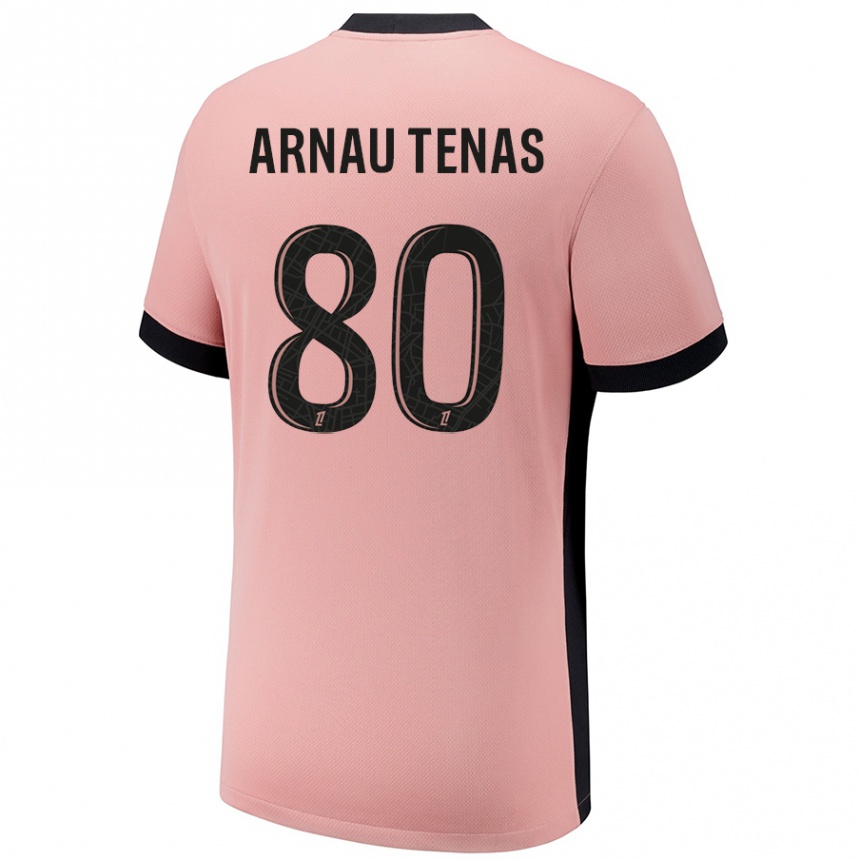 Niño Fútbol Camiseta Arnau Tenas #80 Rosa Óxido Equipación Tercera 2024/25