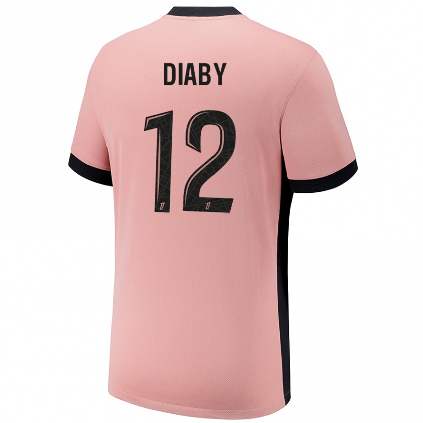 Niño Fútbol Camiseta Ibrahima Diaby #12 Rosa Óxido Equipación Tercera 2024/25