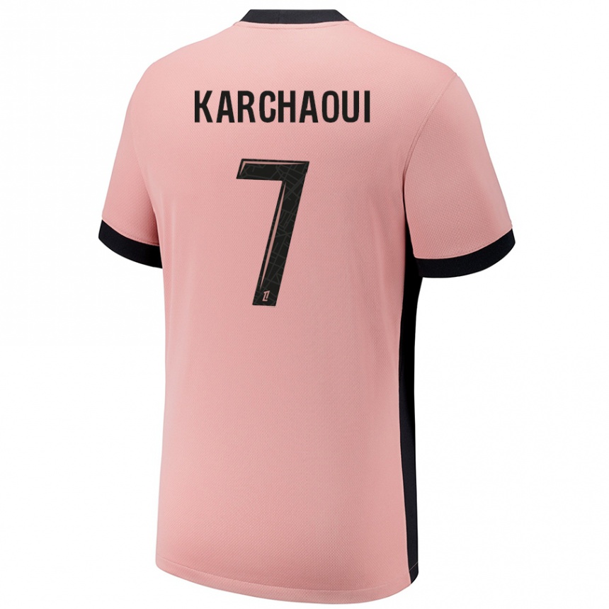 Niño Fútbol Camiseta Sakina Karchaoui #7 Rosa Óxido Equipación Tercera 2024/25