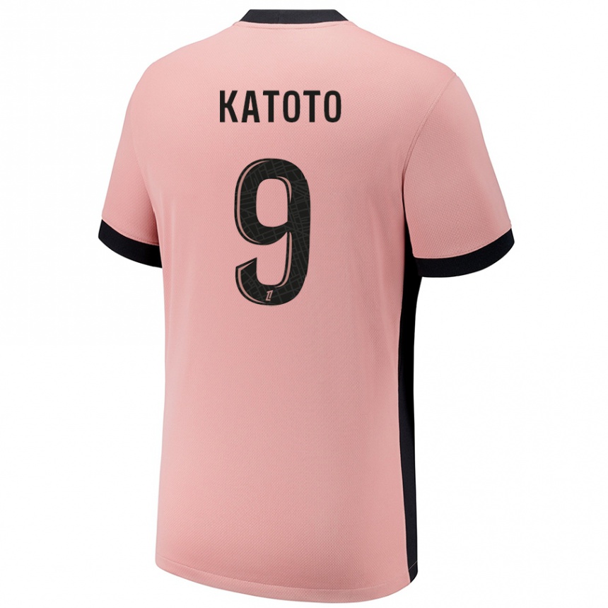 Niño Fútbol Camiseta Marie-Antoinette Katoto #9 Rosa Óxido Equipación Tercera 2024/25