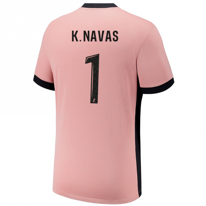 Niño Fútbol Camiseta Keylor Navas #1 Rosa Óxido Equipación Tercera 2024/25