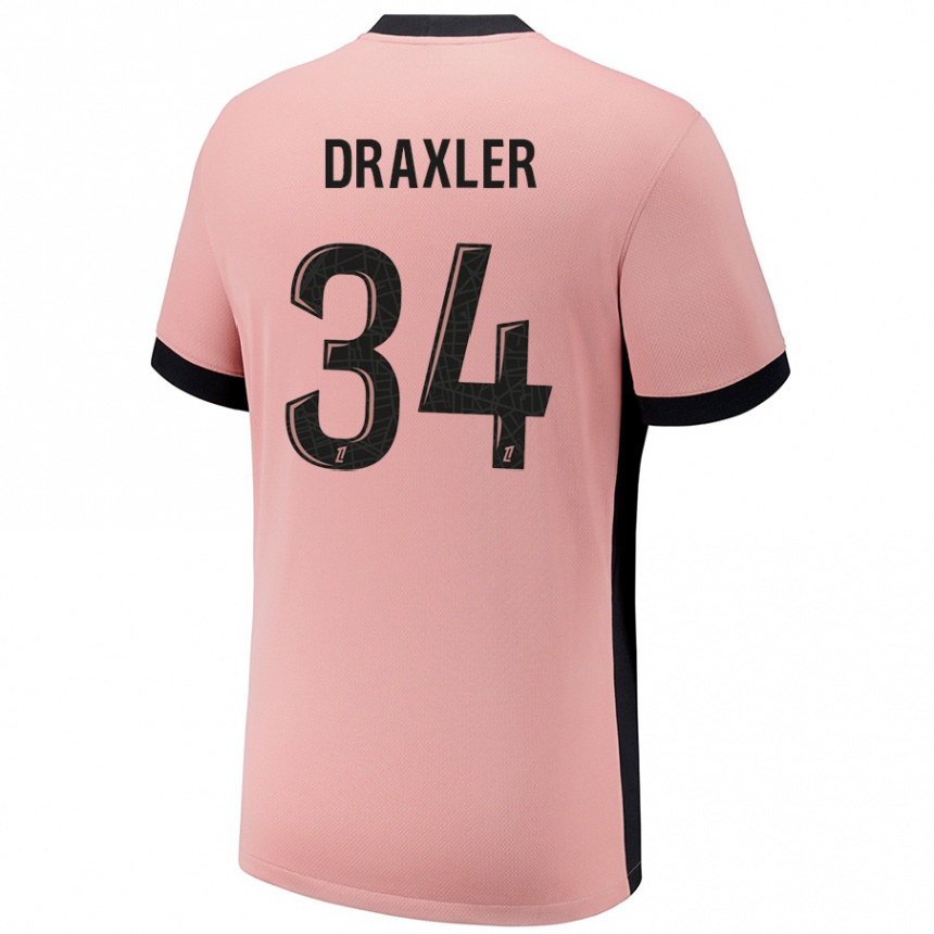 Niño Fútbol Camiseta Julian Draxler #34 Rosa Óxido Equipación Tercera 2024/25