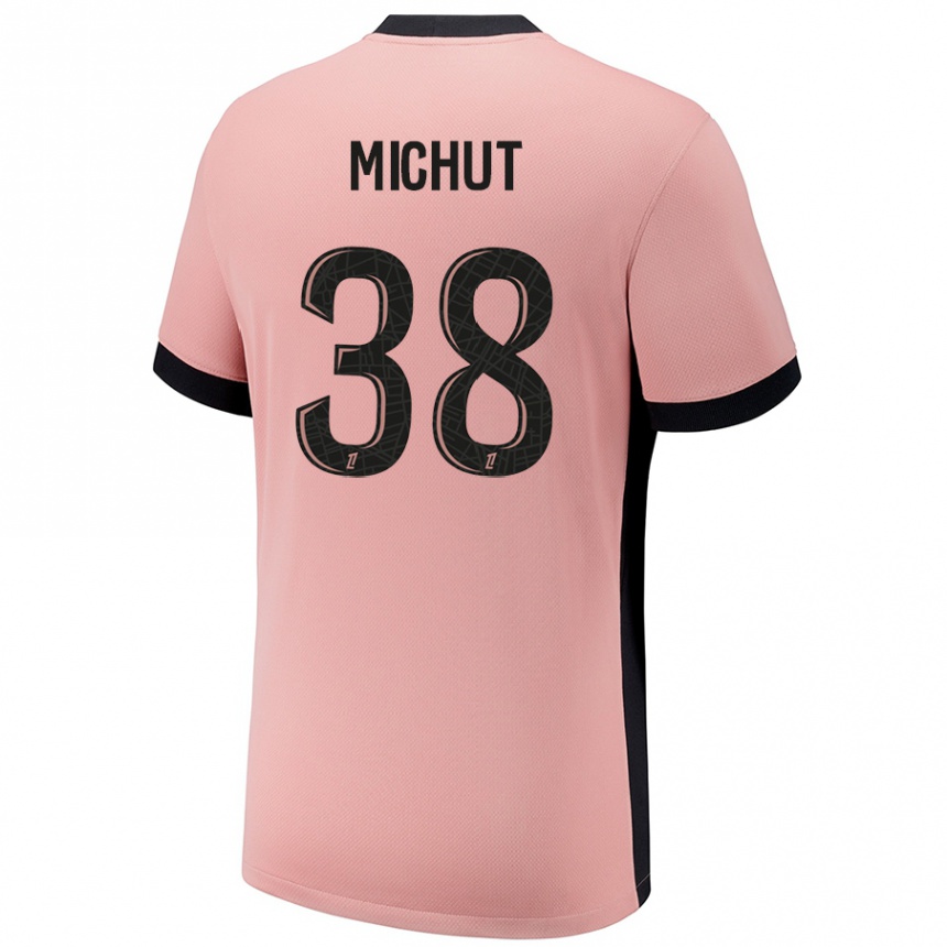 Niño Fútbol Camiseta Edouard Michut #38 Rosa Óxido Equipación Tercera 2024/25