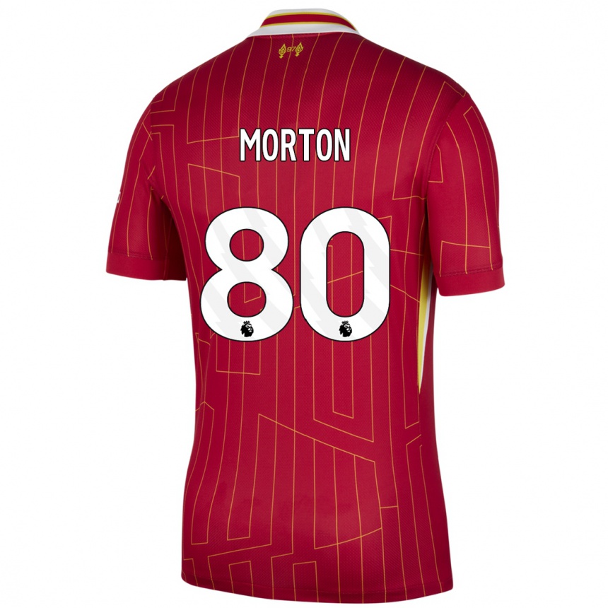 Hombre Fútbol Camiseta Tyler Morton #80 Rojo Amarillo Blanco 1ª Equipación 2024/25