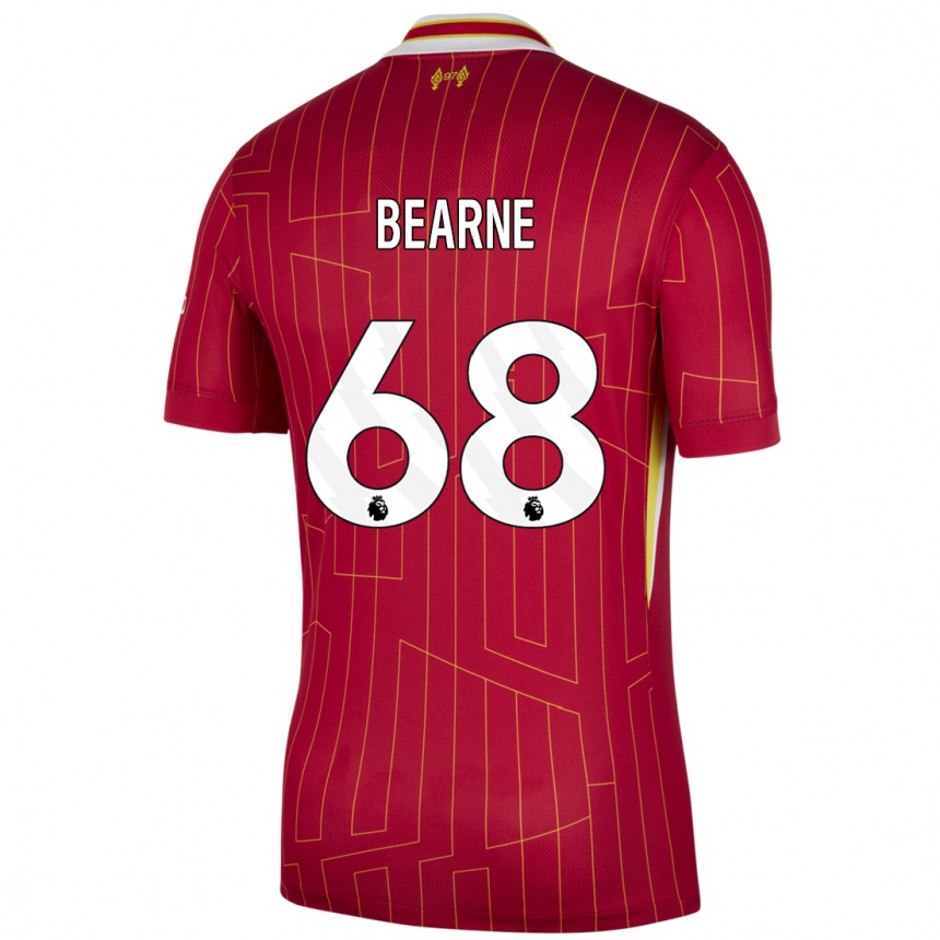 Hombre Fútbol Camiseta Jack Bearne #68 Rojo Amarillo Blanco 1ª Equipación 2024/25