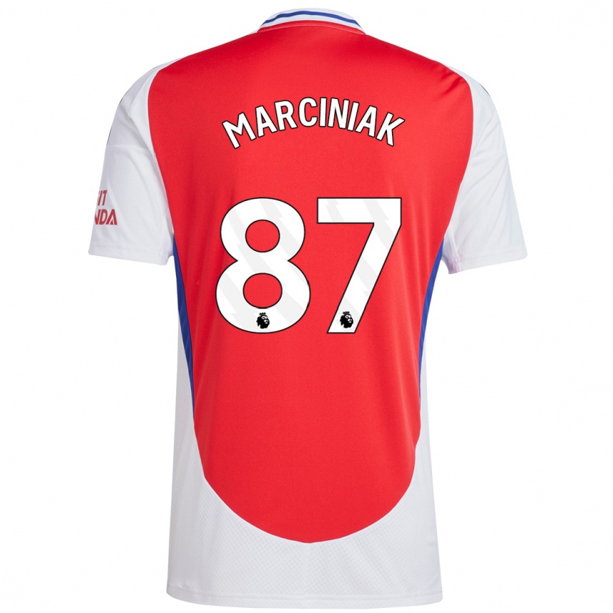 Hombre Fútbol Camiseta Alex Marciniak #87 Rojo Blanco 1ª Equipación 2024/25