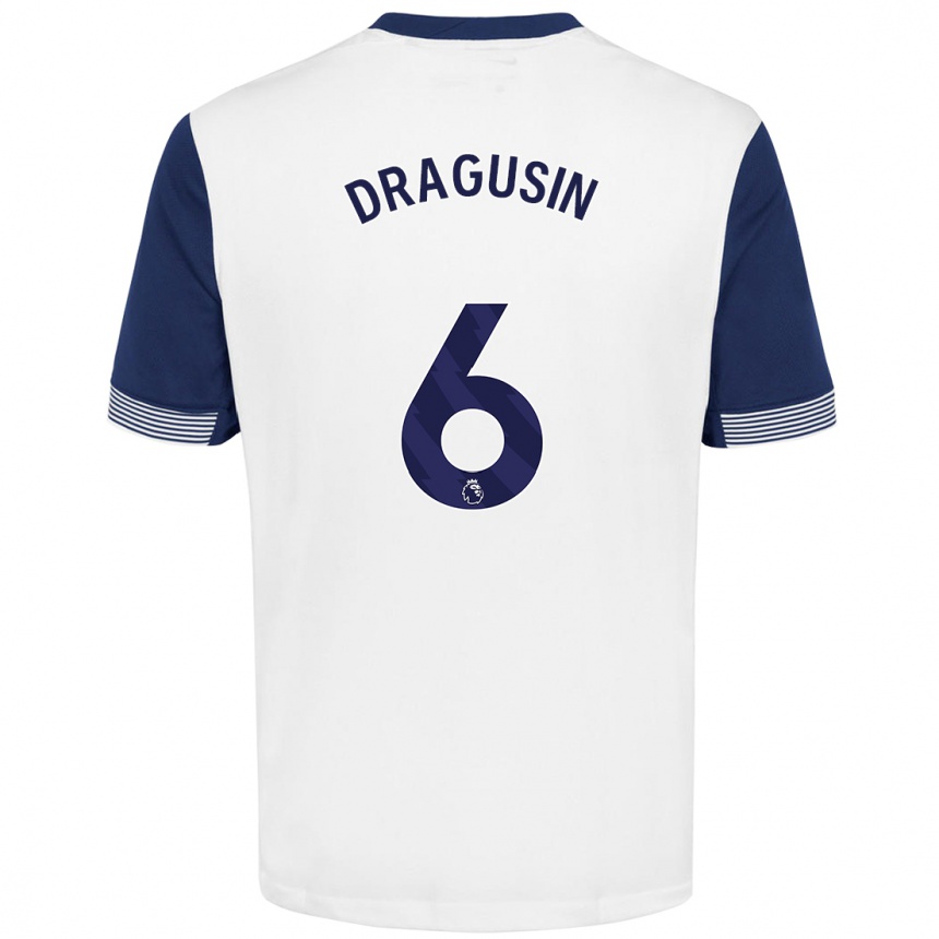 Hombre Fútbol Camiseta Radu Drăgușin #6 Blanco Azul 1ª Equipación 2024/25