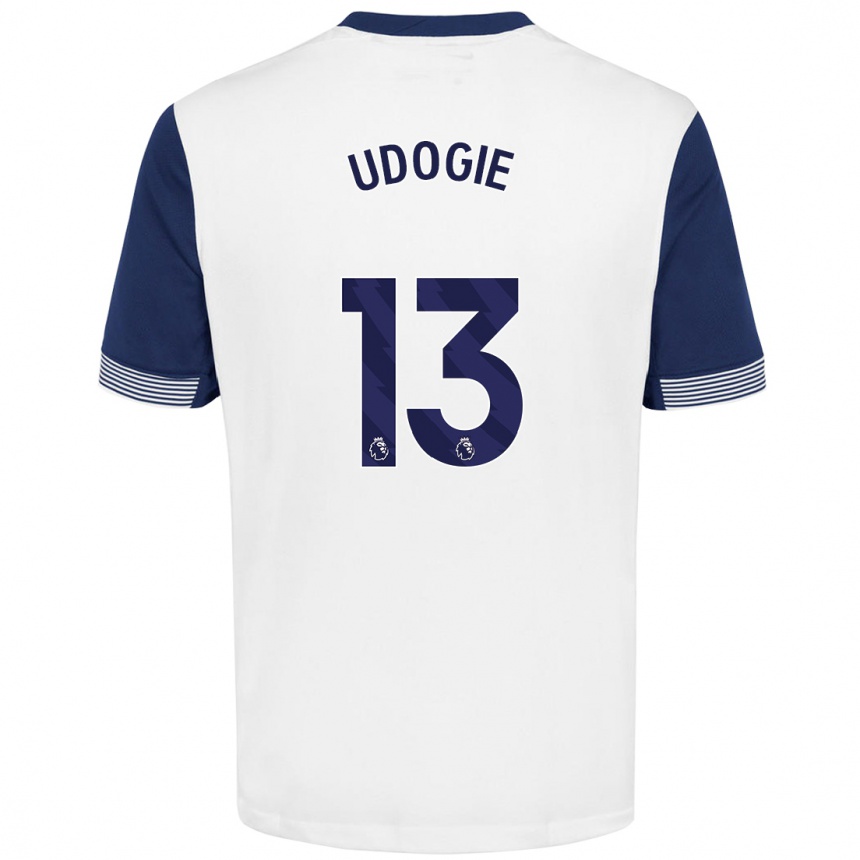 Hombre Fútbol Camiseta Destiny Udogie #13 Blanco Azul 1ª Equipación 2024/25