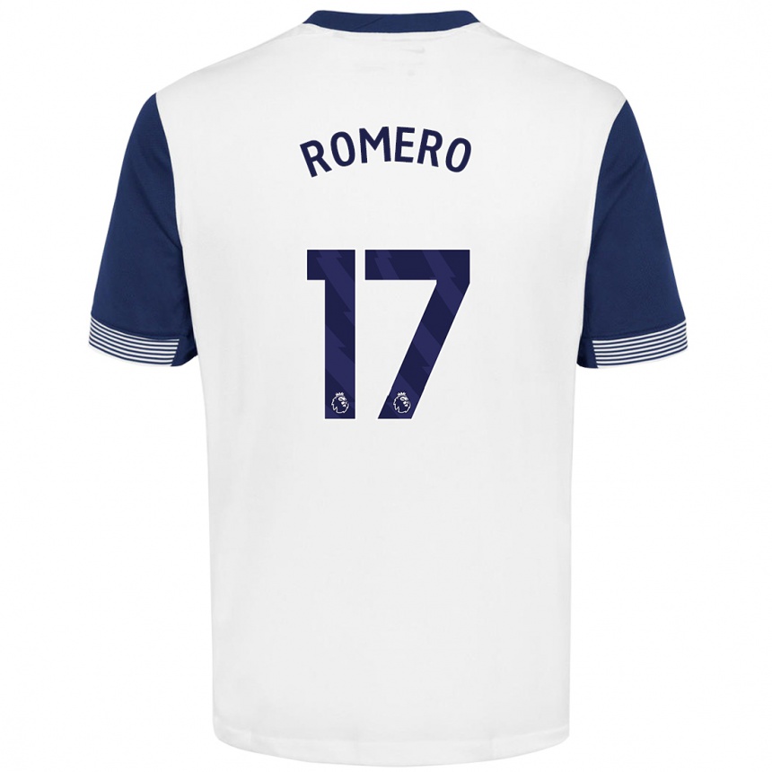 Hombre Fútbol Camiseta Cristian Romero #17 Blanco Azul 1ª Equipación 2024/25