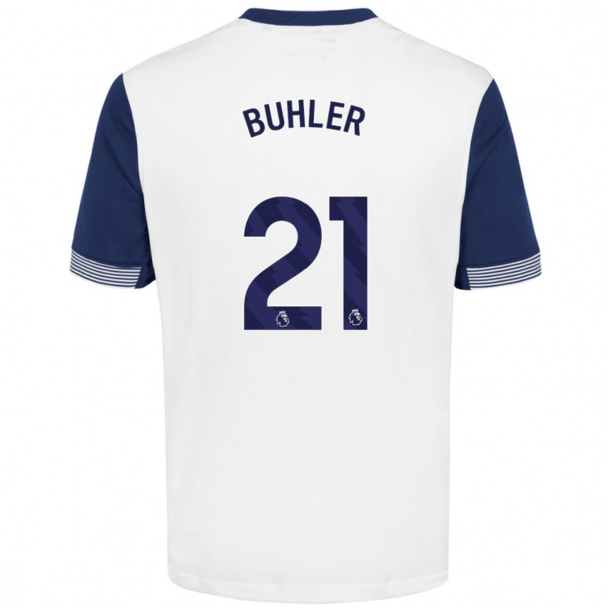 Hombre Fútbol Camiseta Luana Bühler #21 Blanco Azul 1ª Equipación 2024/25