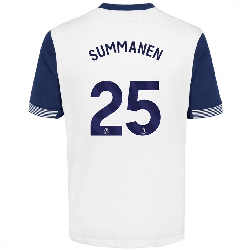 Hombre Fútbol Camiseta Eveliina Summanen #25 Blanco Azul 1ª Equipación 2024/25