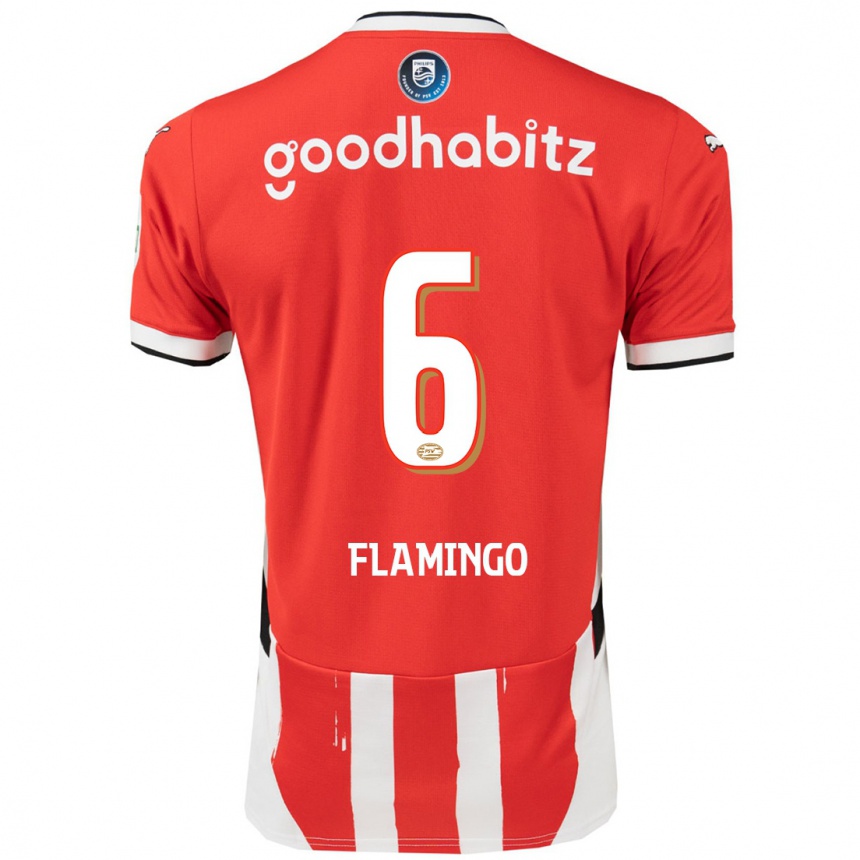 Hombre Fútbol Camiseta Ryan Flamingo #6 Rojo Blanco 1ª Equipación 2024/25