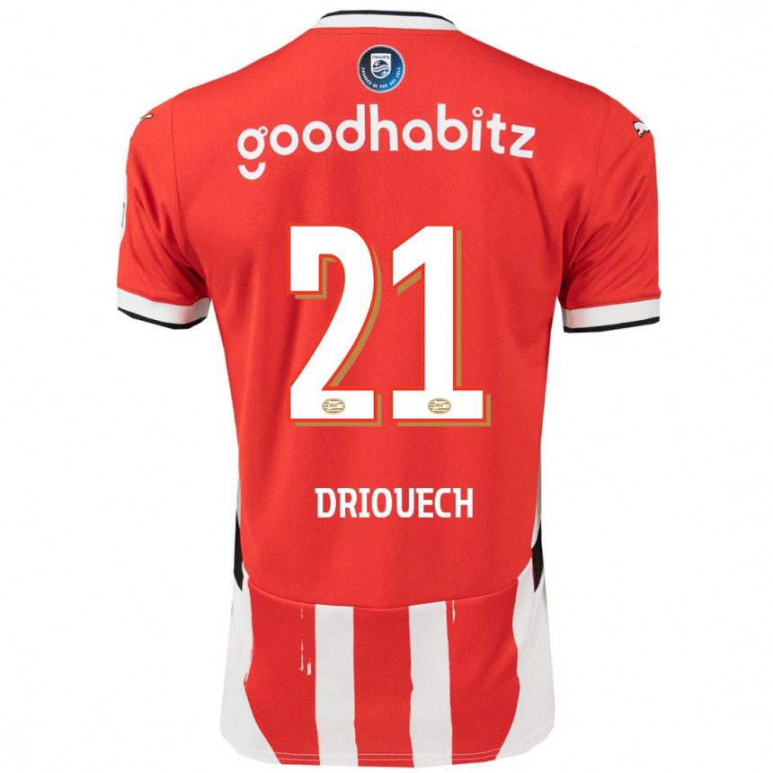 Hombre Fútbol Camiseta Couhaib Driouech #21 Rojo Blanco 1ª Equipación 2024/25