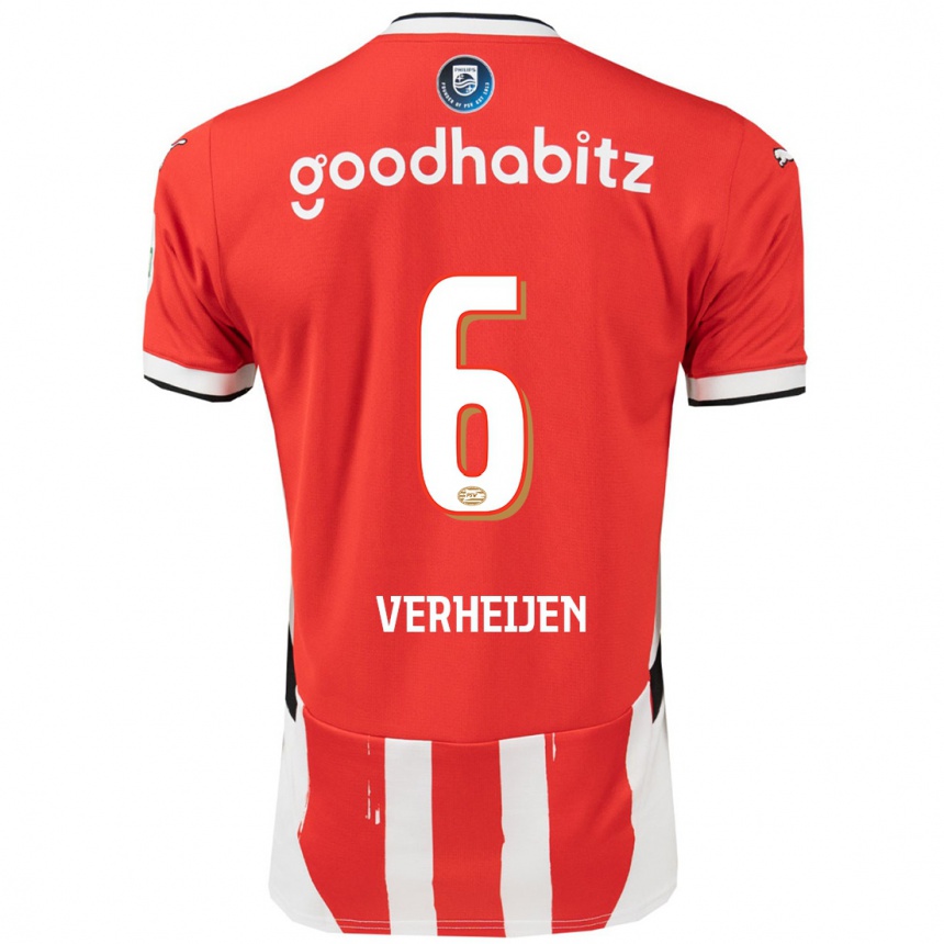 Hombre Fútbol Camiseta Janneke Verheijen #6 Rojo Blanco 1ª Equipación 2024/25