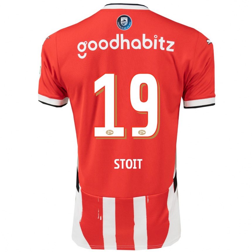 Hombre Fútbol Camiseta Fleur Stoit #19 Rojo Blanco 1ª Equipación 2024/25