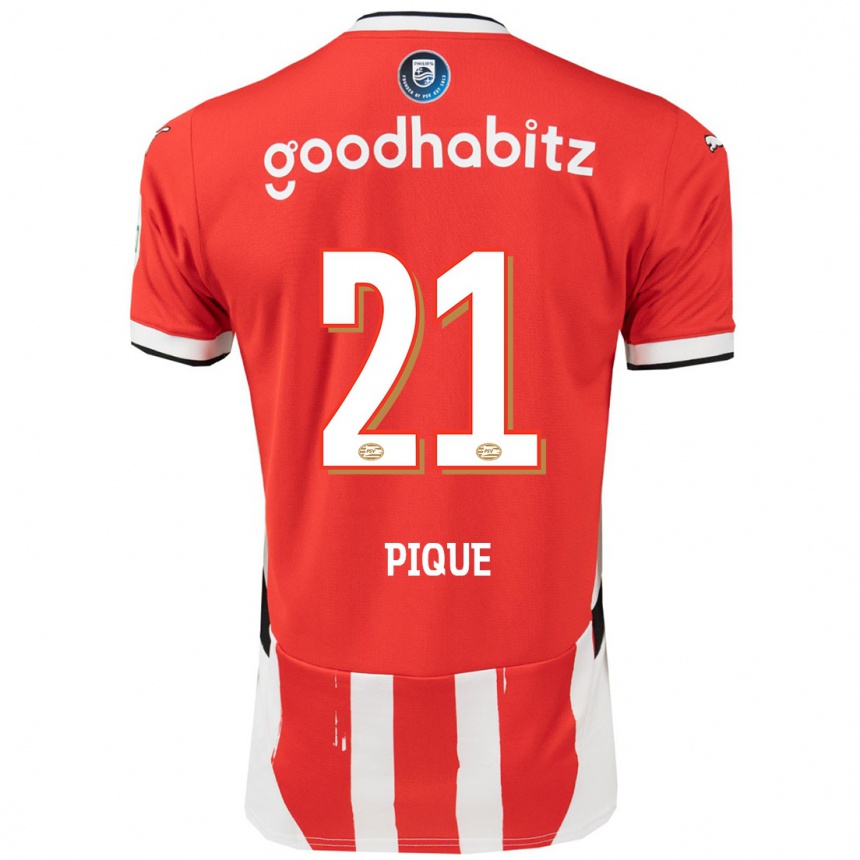 Hombre Fútbol Camiseta Naomi Piqué #21 Rojo Blanco 1ª Equipación 2024/25