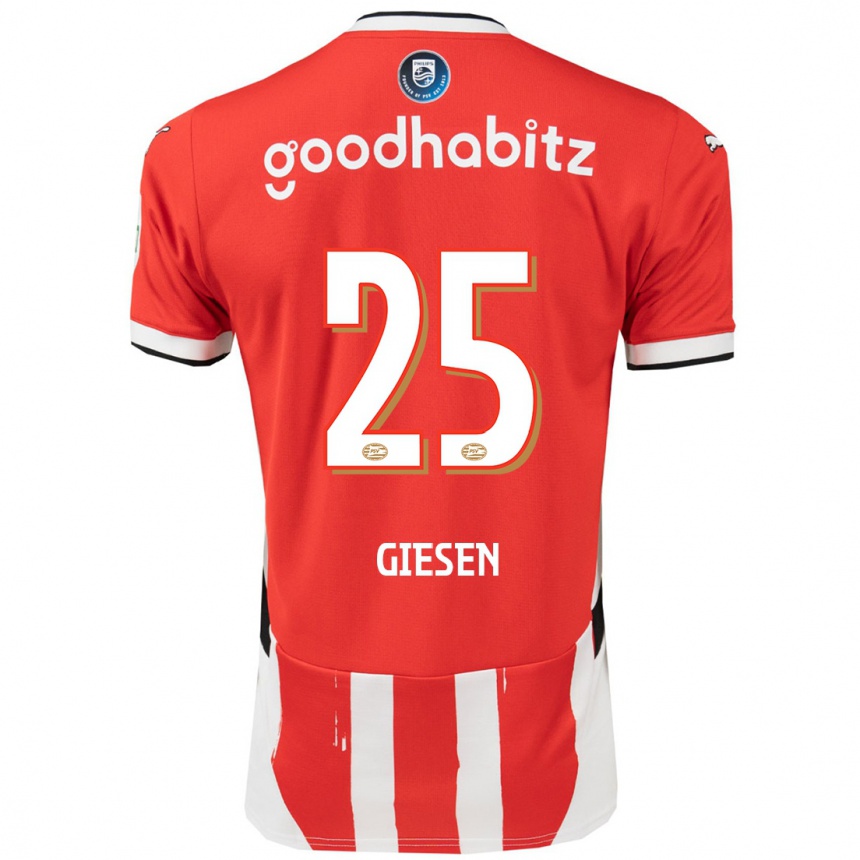 Hombre Fútbol Camiseta Suzanne Giesen #25 Rojo Blanco 1ª Equipación 2024/25