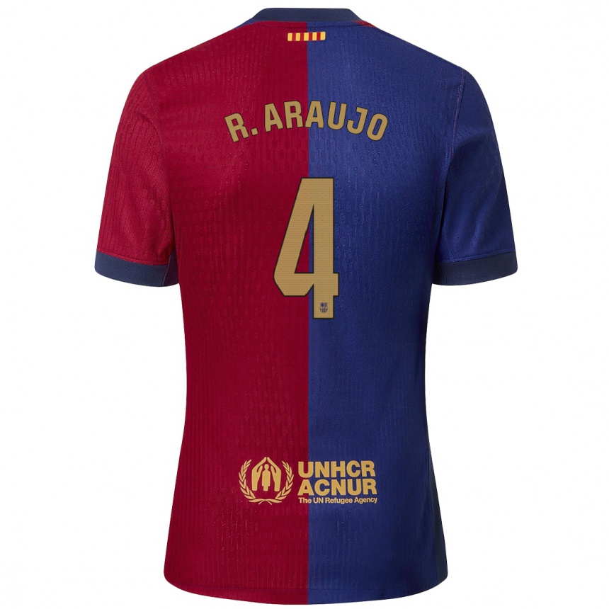 Hombre Fútbol Camiseta Ronald Araújo #4 Azul Rojo 1ª Equipación 2024/25