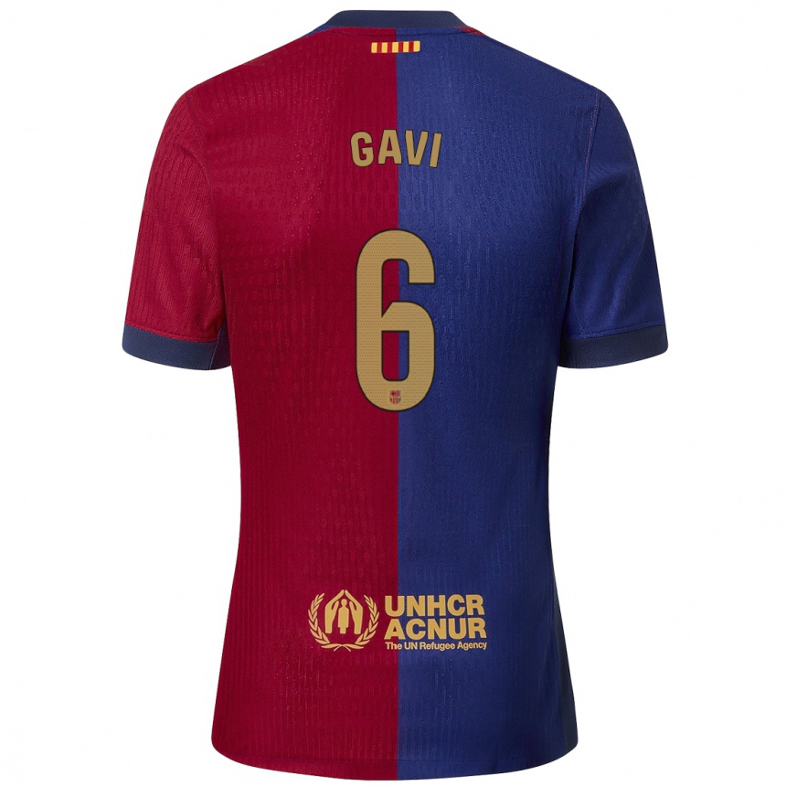 Hombre Fútbol Camiseta Gavi #6 Azul Rojo 1ª Equipación 2024/25