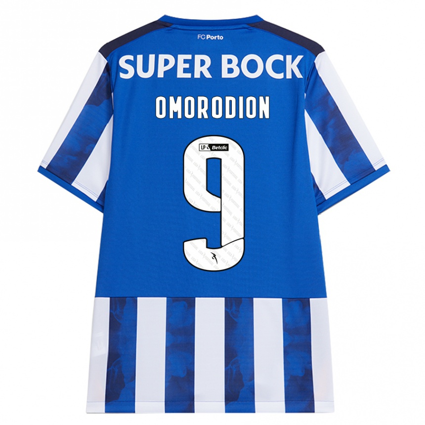 Hombre Fútbol Camiseta Samu Omorodion #9 Azul Blanco 1ª Equipación 2024/25