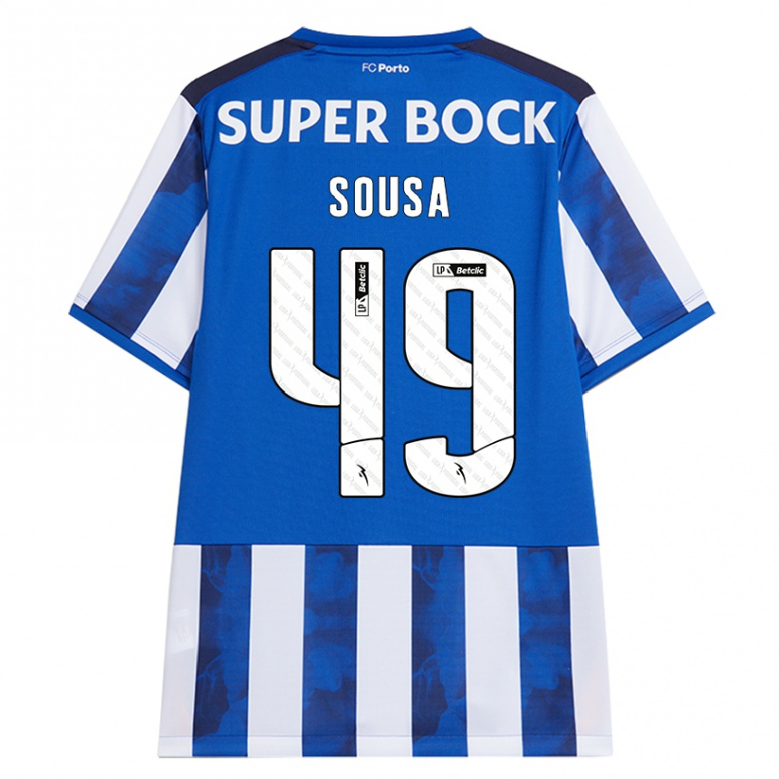 Hombre Fútbol Camiseta Gonçalo Sousa #49 Azul Blanco 1ª Equipación 2024/25