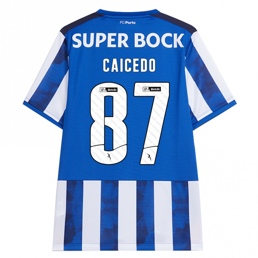 Hombre Fútbol Camiseta Brayan Caicedo #87 Azul Blanco 1ª Equipación 2024/25