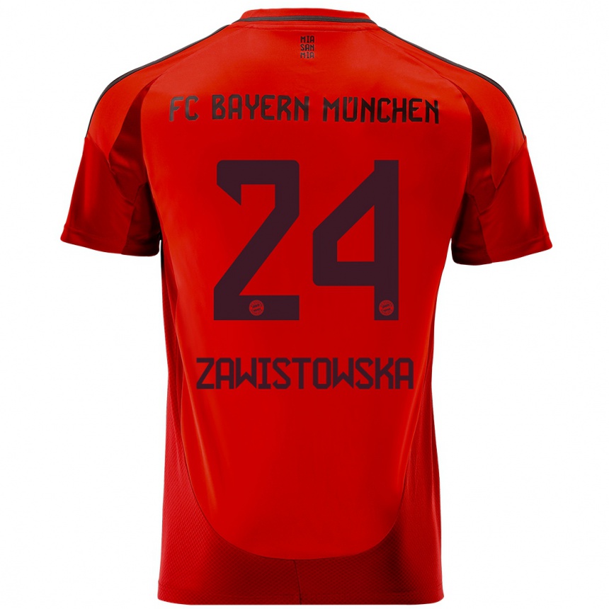 Hombre Fútbol Camiseta Weronika Zawistowska #24 Rojo 1ª Equipación 2024/25