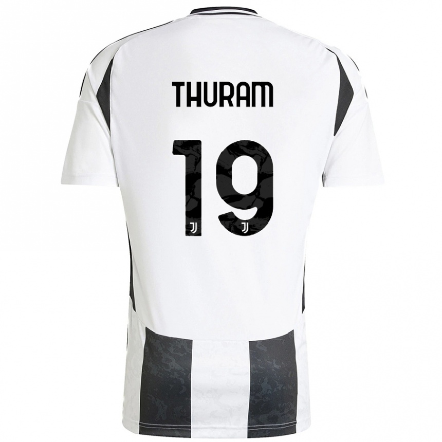 Hombre Fútbol Camiseta Khéphren Thuram #19 Blanco Negro 1ª Equipación 2024/25