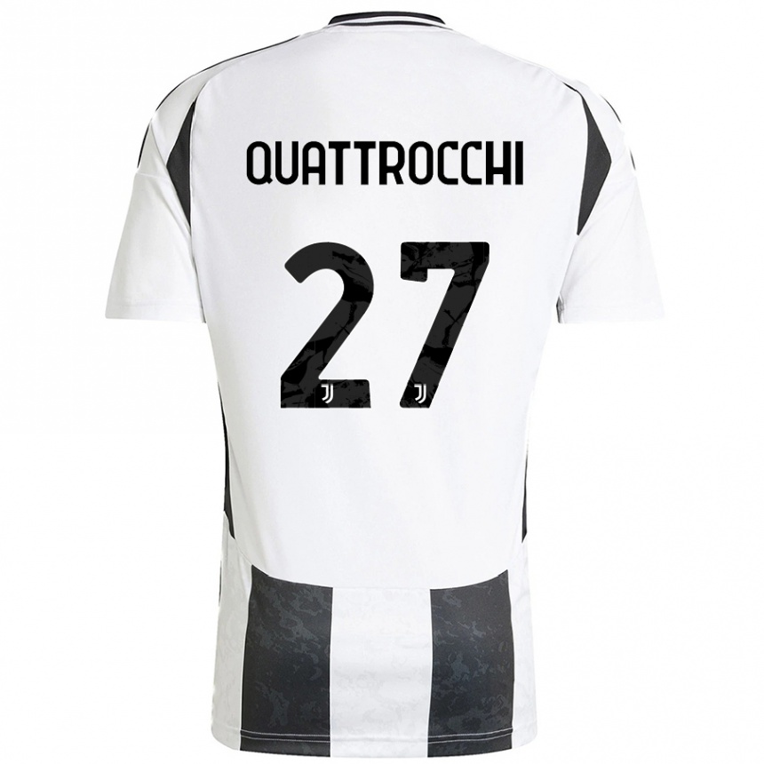 Hombre Fútbol Camiseta Juan Ignacio Quattrocchi #27 Blanco Negro 1ª Equipación 2024/25