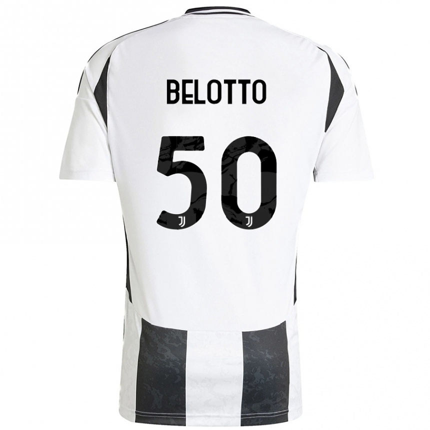 Hombre Fútbol Camiseta Soledad Belotto #50 Blanco Negro 1ª Equipación 2024/25