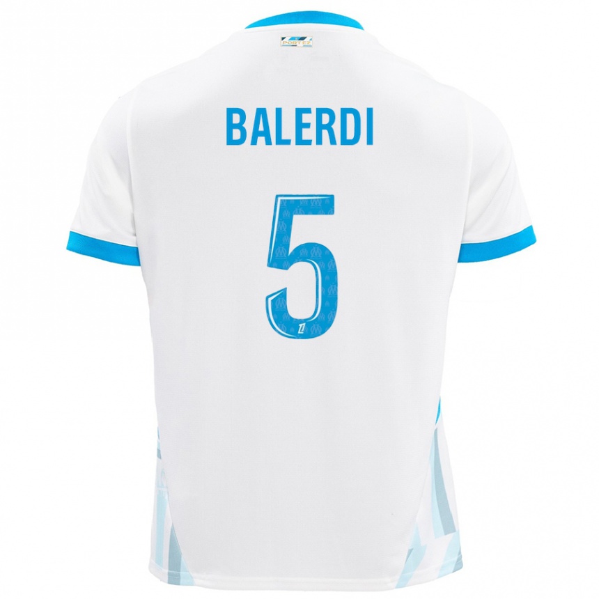 Hombre Fútbol Camiseta Leonardo Balerdi #5 Blanco Azul Cielo 1ª Equipación 2024/25