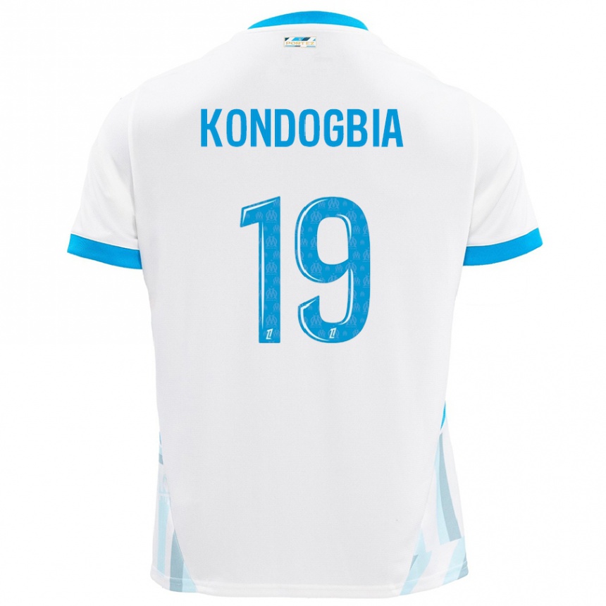 Hombre Fútbol Camiseta Geoffrey Kondogbia #19 Blanco Azul Cielo 1ª Equipación 2024/25