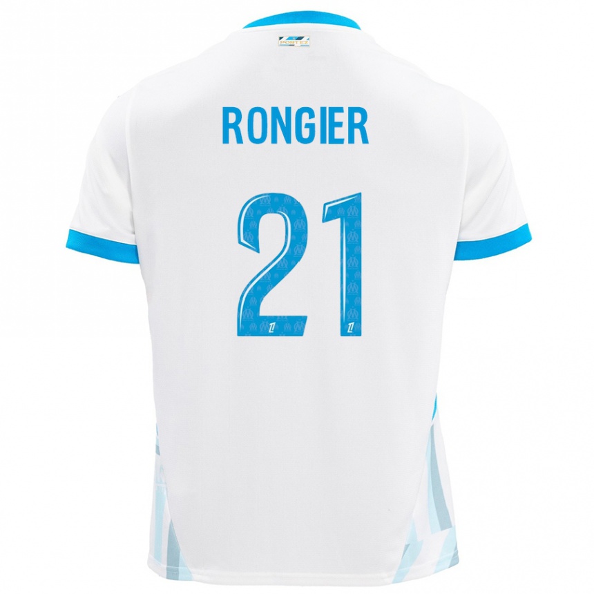 Hombre Fútbol Camiseta Valentin Rongier #21 Blanco Azul Cielo 1ª Equipación 2024/25