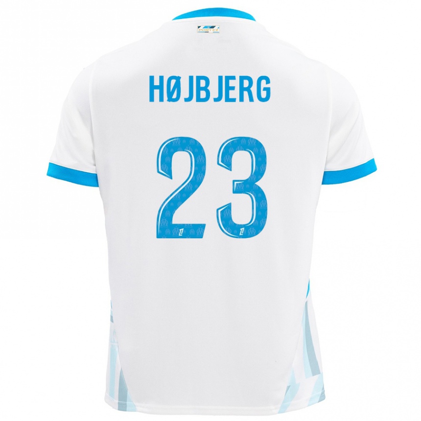 Hombre Fútbol Camiseta Pierre Emile Hojbjerg #23 Blanco Azul Cielo 1ª Equipación 2024/25