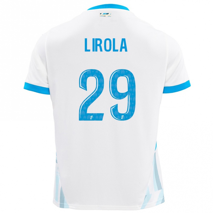 Hombre Fútbol Camiseta Pol Lirola #29 Blanco Azul Cielo 1ª Equipación 2024/25