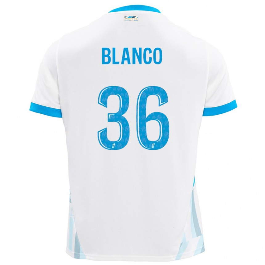 Hombre Fútbol Camiseta Ruben Blanco #36 Blanco Azul Cielo 1ª Equipación 2024/25