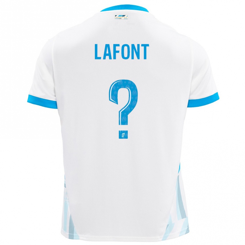 Hombre Fútbol Camiseta Gaël Lafont #0 Blanco Azul Cielo 1ª Equipación 2024/25