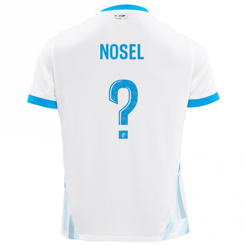 Hombre Fútbol Camiseta Adam Nosel #0 Blanco Azul Cielo 1ª Equipación 2024/25