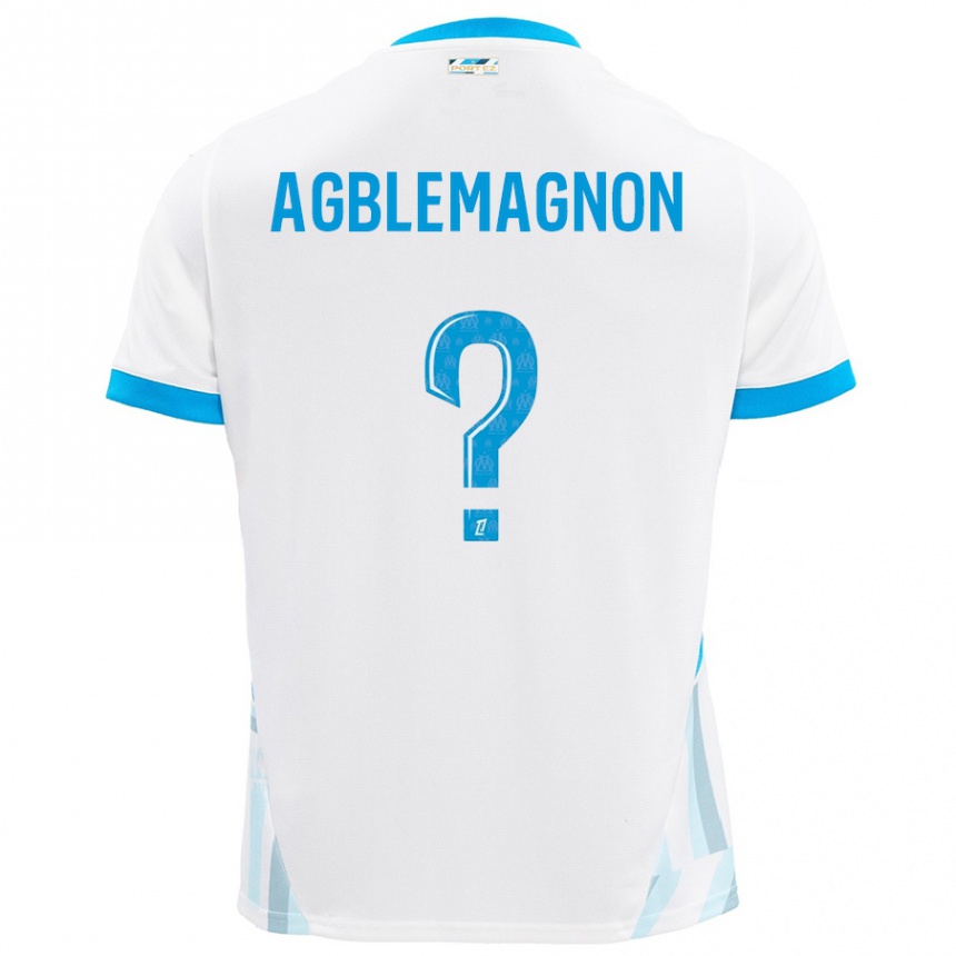 Hombre Fútbol Camiseta Jordan Agblemagnon #0 Blanco Azul Cielo 1ª Equipación 2024/25