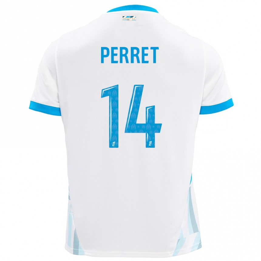 Hombre Fútbol Camiseta Jenny Perret #14 Blanco Azul Cielo 1ª Equipación 2024/25