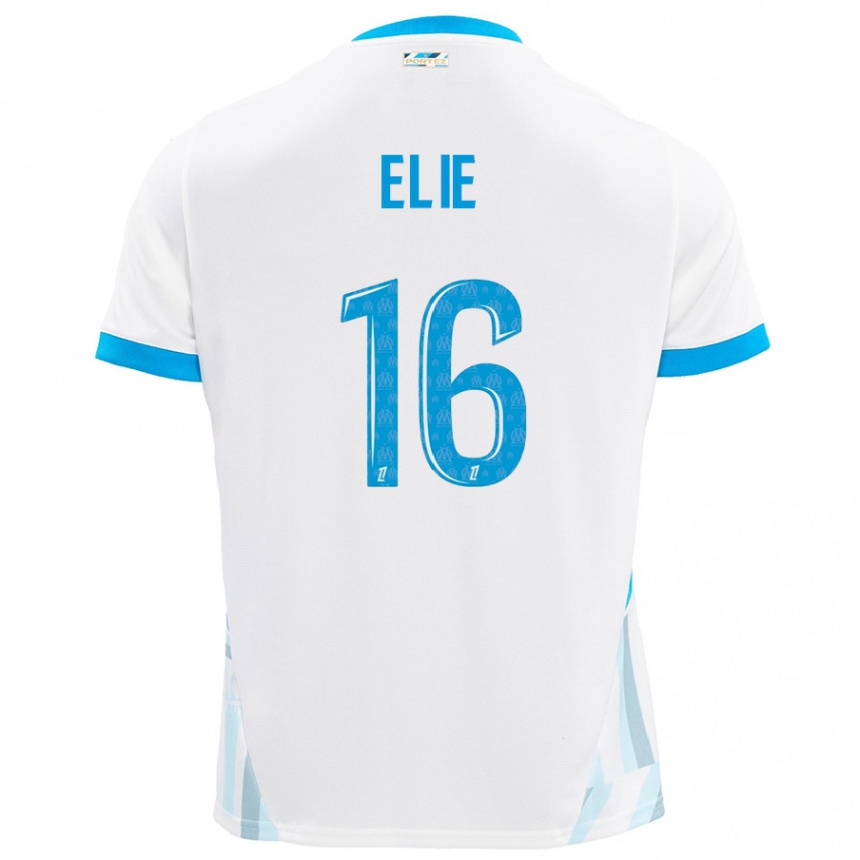 Hombre Fútbol Camiseta Anaïs Elie #16 Blanco Azul Cielo 1ª Equipación 2024/25