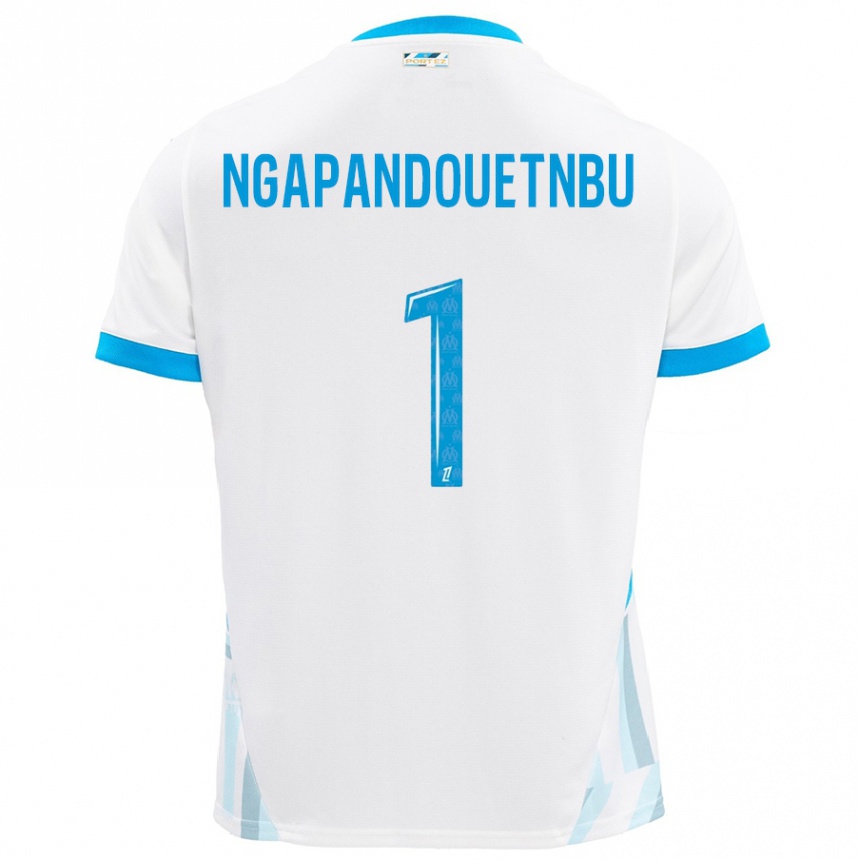 Hombre Fútbol Camiseta Simon Ngapandouetnbu #1 Blanco Azul Cielo 1ª Equipación 2024/25