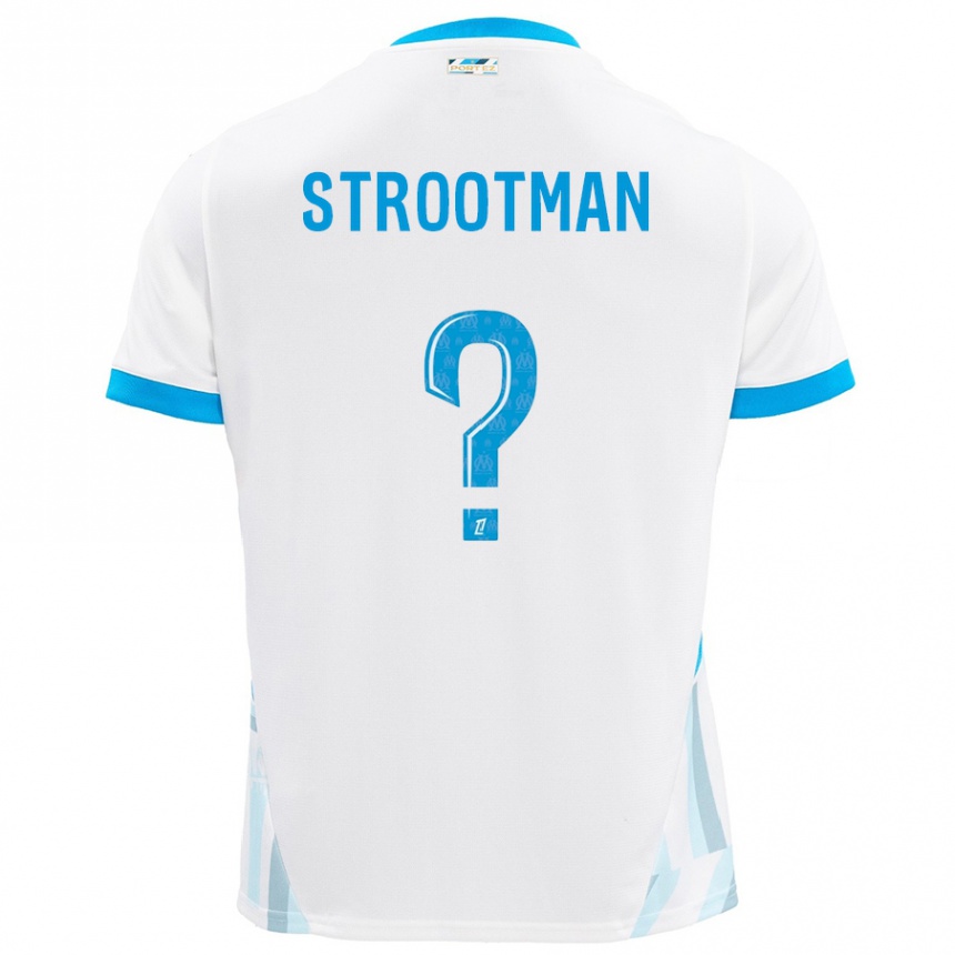 Hombre Fútbol Camiseta Kevin Strootman #0 Blanco Azul Cielo 1ª Equipación 2024/25